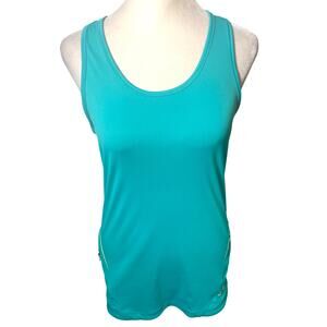 Adidas Racerback Tank Top Athletic Tank Turquoise Blue/Yellow Stripes Dri Fit S